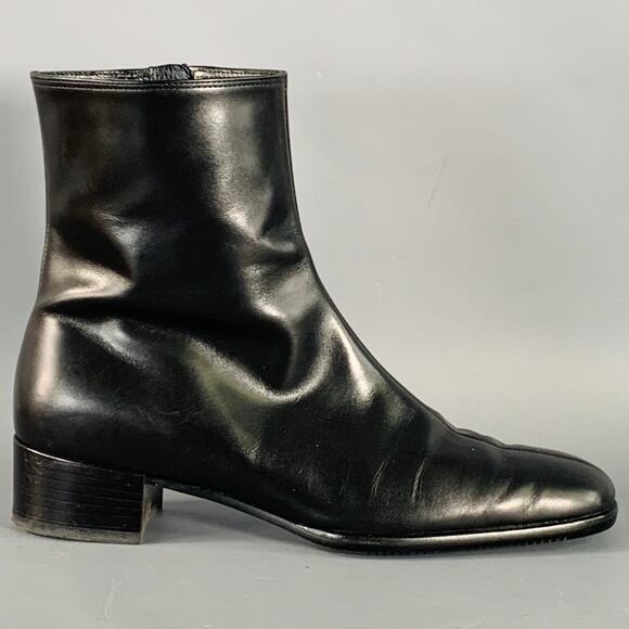 SALVATORE FERRAGAMO Size 5 Black Leather Split Toe Side Zipper Boots - Picture 2 of 8